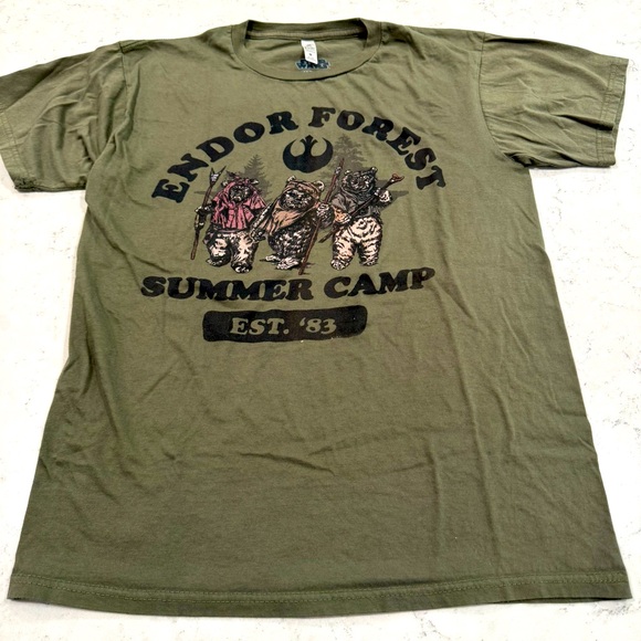 1983 Endor Forest Summer Camp Star Wars T-Shirt Ewok Graphic Tee Nostalgic Med - Picture 1 of 9